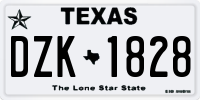 TX license plate DZK1828