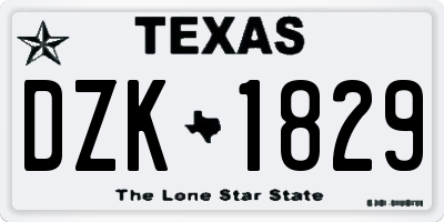 TX license plate DZK1829