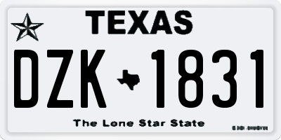 TX license plate DZK1831