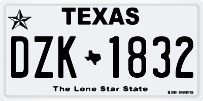 TX license plate DZK1832