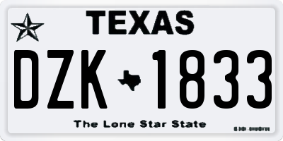 TX license plate DZK1833