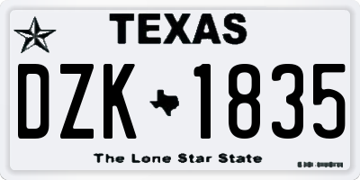 TX license plate DZK1835