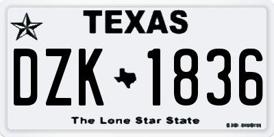 TX license plate DZK1836