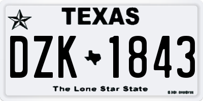 TX license plate DZK1843