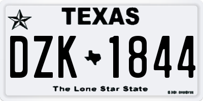 TX license plate DZK1844
