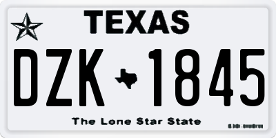 TX license plate DZK1845