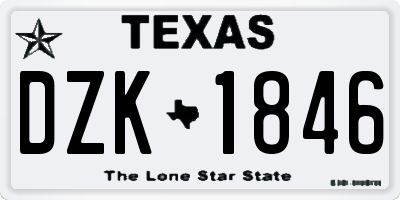 TX license plate DZK1846