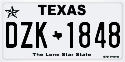 TX license plate DZK1848