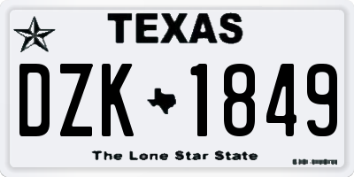 TX license plate DZK1849