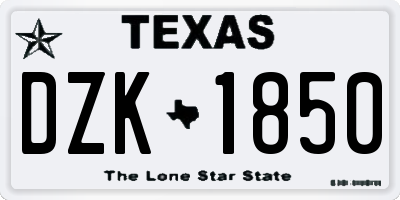 TX license plate DZK1850