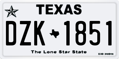 TX license plate DZK1851