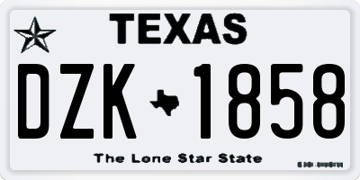 TX license plate DZK1858