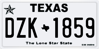 TX license plate DZK1859