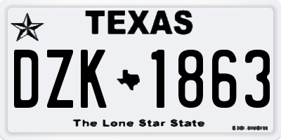 TX license plate DZK1863
