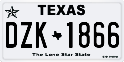 TX license plate DZK1866