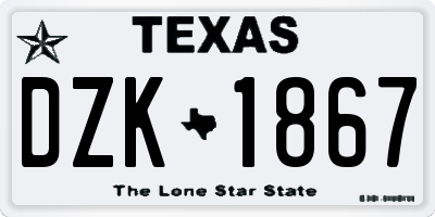 TX license plate DZK1867