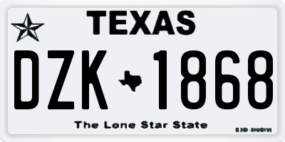 TX license plate DZK1868