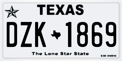 TX license plate DZK1869