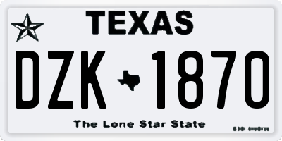 TX license plate DZK1870
