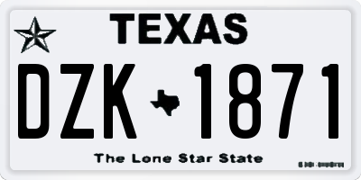 TX license plate DZK1871