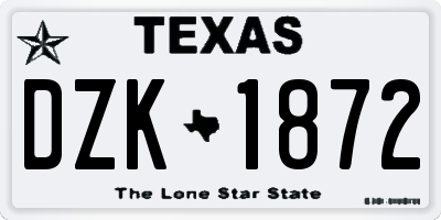 TX license plate DZK1872