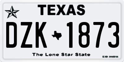 TX license plate DZK1873