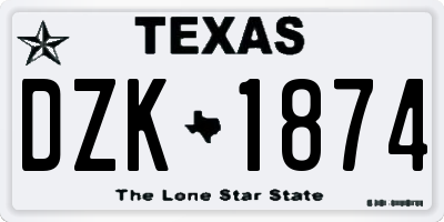 TX license plate DZK1874