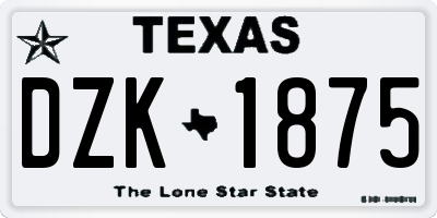 TX license plate DZK1875