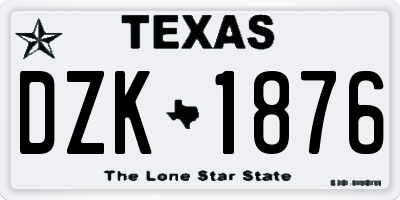 TX license plate DZK1876
