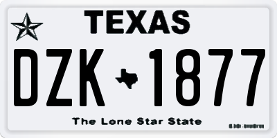 TX license plate DZK1877