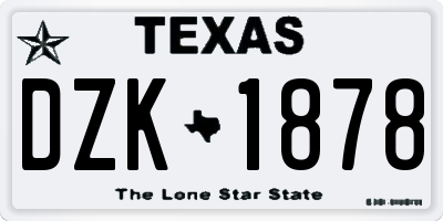 TX license plate DZK1878