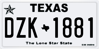 TX license plate DZK1881