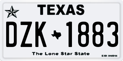 TX license plate DZK1883