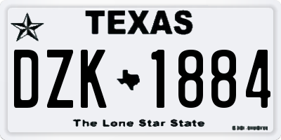 TX license plate DZK1884