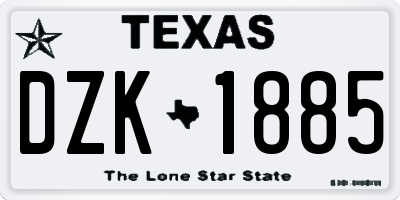 TX license plate DZK1885