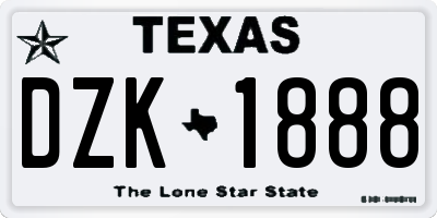 TX license plate DZK1888