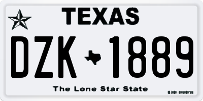 TX license plate DZK1889