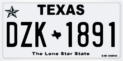 TX license plate DZK1891