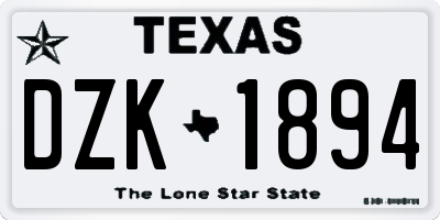 TX license plate DZK1894