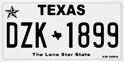 TX license plate DZK1899
