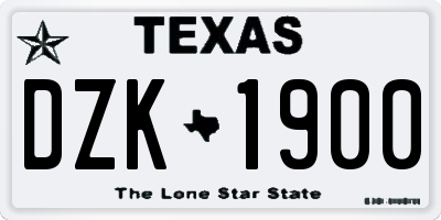 TX license plate DZK1900