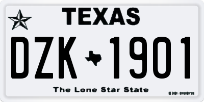 TX license plate DZK1901