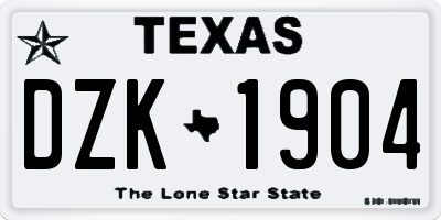 TX license plate DZK1904