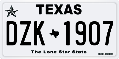 TX license plate DZK1907