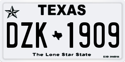 TX license plate DZK1909