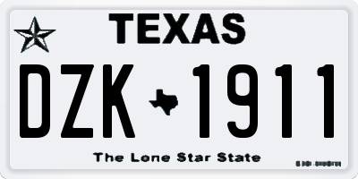 TX license plate DZK1911