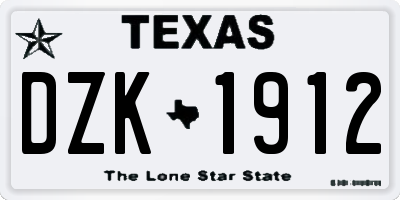 TX license plate DZK1912