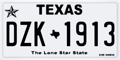 TX license plate DZK1913