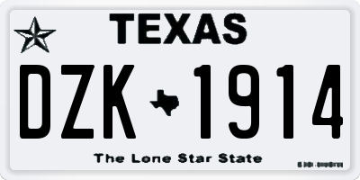 TX license plate DZK1914