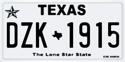 TX license plate DZK1915